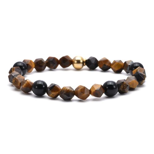 Bracelet Perles Facettées Pierres Naturelles Agate Et ?il De Tigre