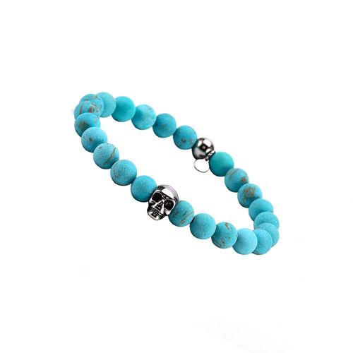 Bracelet Boules Turquoise Pierres Naturelles Tête De Mort