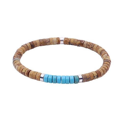 Bracelet Perles Heishi Jaspe Et Turquoise