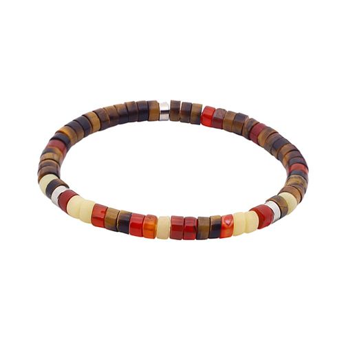 Bracelet Perles Heishi ?il De Tigre Jaspe Jaune Clair Agate Rouge