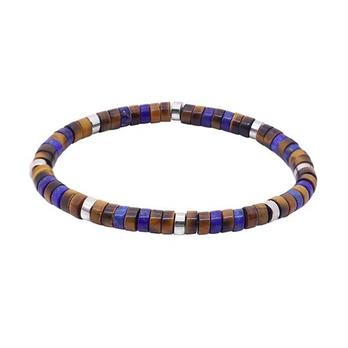 Bracelet Perles Heishi ?il De Tigre Et Lapis