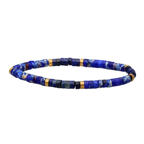 Bracelet Perles Heishi 4 Mm En Lapis Et Jaspe Impérial