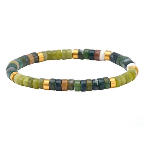 Bracelet Perles Heishi Amazonite Agate Indienne Jaspe Vert
