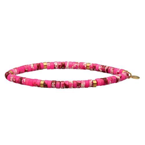 Bracelet Perles Heishi 4 Mm Jaspe Impérial Rose Rouge