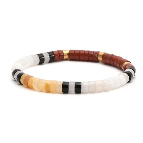 Bracelet Perles Heishi Jaspe Jaune Blanc Rouge