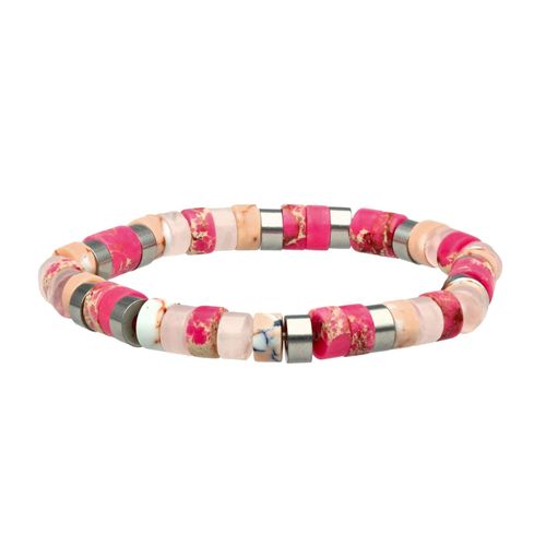 Bracelet Perles Heishi Jaspe Pourpre Et Rose Impérial