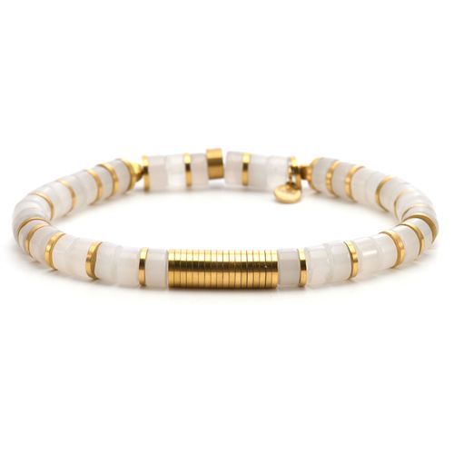 Bracelet 6mm Perles Heishi Quartz Blanc Gili