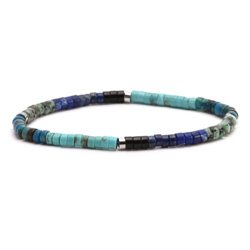 Bracelet Perles Heishi Jaspe Bleu Impériale Turquoise 4mm