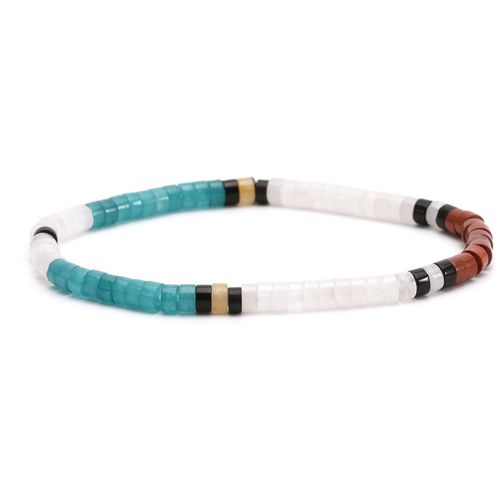 Bracelet Perles Heishi Jaspe Blanc Rouge Bleu 4mm