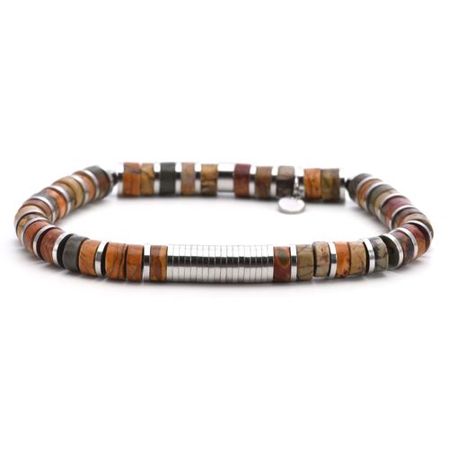 Bracelet 6mm Perles Heishi Jaspe Picasso Gili