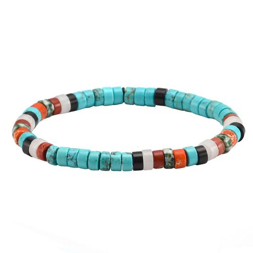 Bracelet Perles Heishi Turquoise Agate Noire Rouge Blanche Et Verte
