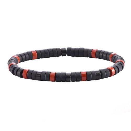 Bracelet Perles Heishi Agate Noire Mate Jaspe Rouge
