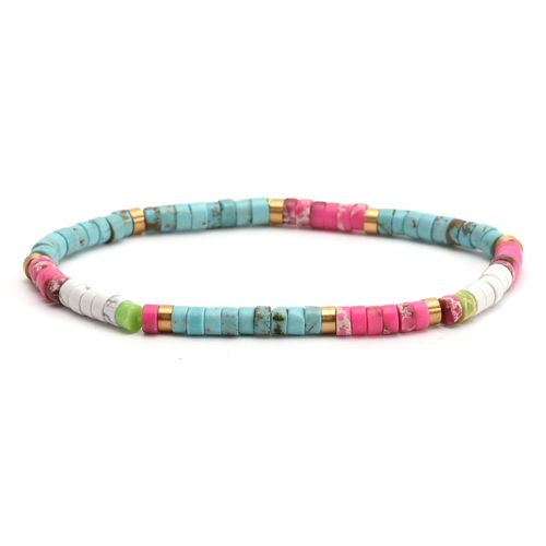 Bracelet Perles Heishi Turquoise Blanche Bleu Jaspe Rose 4mm