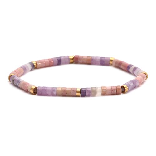Bracelet Perles Heishi Jaspe Rose Améthyste 4mm
