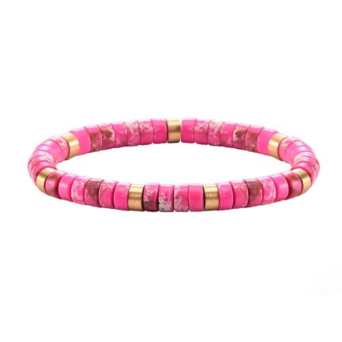 Bracelet Perles Heishi Jaspe Impérial Rose Rouge