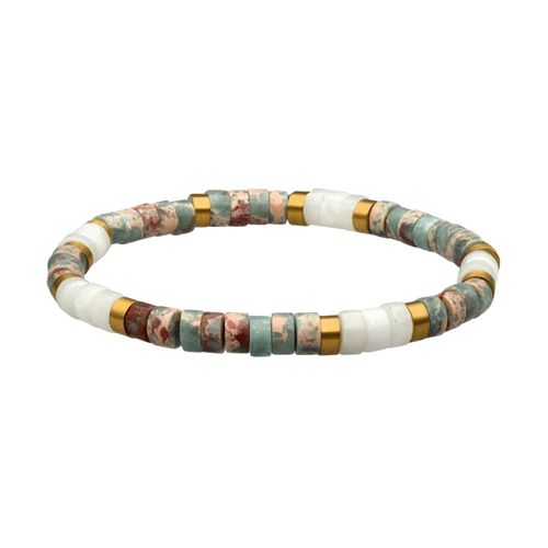 Bracelet Perles Heishi Jaspe Bleu Impérial Jaspe Blanc