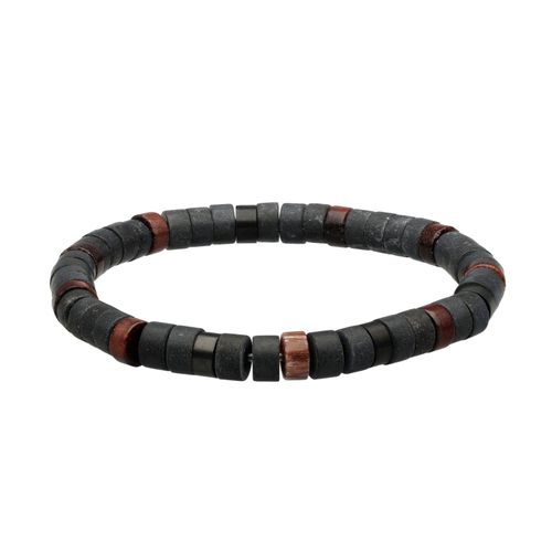 Bracelet Perles Heishi Pierres Naturelles Agate Noire ?il De Tigre Rouge