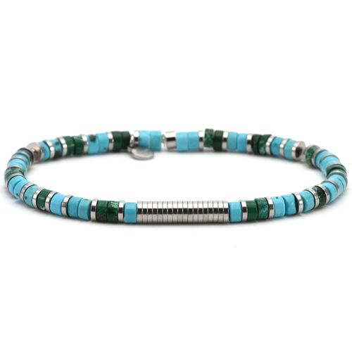 Bracelet 4mm Perles Heishi Turquoise Bleu Et Vert Gili
