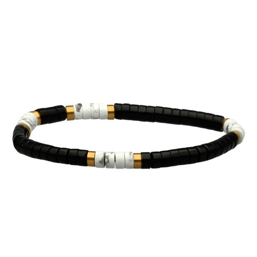 Bracelet Perles Heishi 4mm Agate Noire Turquoise Blanche
