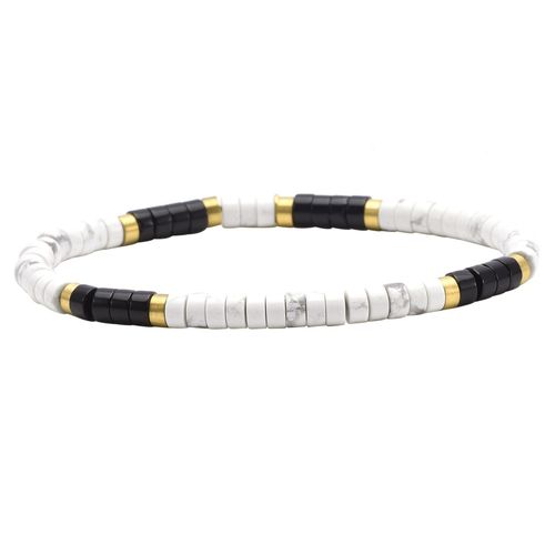 Bracelet Perles Heishi 4mm Agate Noire Turquoise Blanche