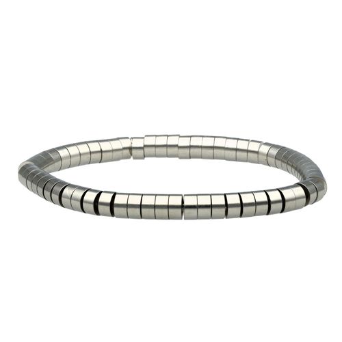 Bracelet Acier Perles Heishi 6mm Argenté