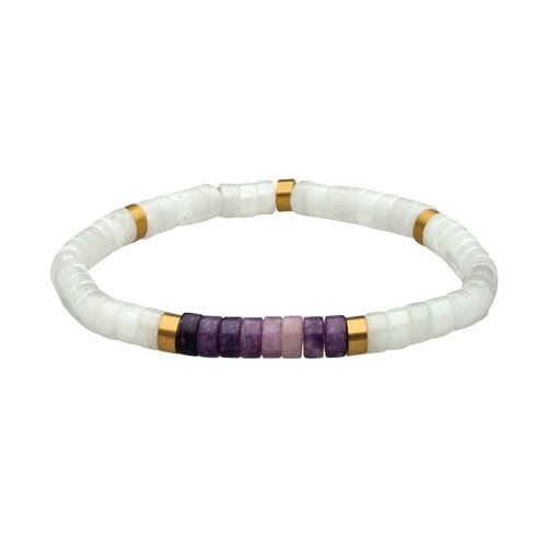 Bracelet Chakra Perles Heishi Jaspe Blanc Amethyste