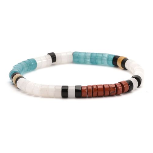 Bracelet Perles Heishi Jaspe Blanc Rouge Bleu