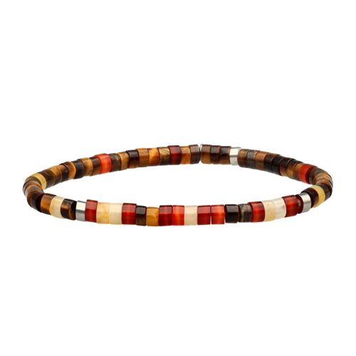 Bracelet Perles Heishi 4mm ?il De Tigre Jaspe Jaune Clair Agate Rouge