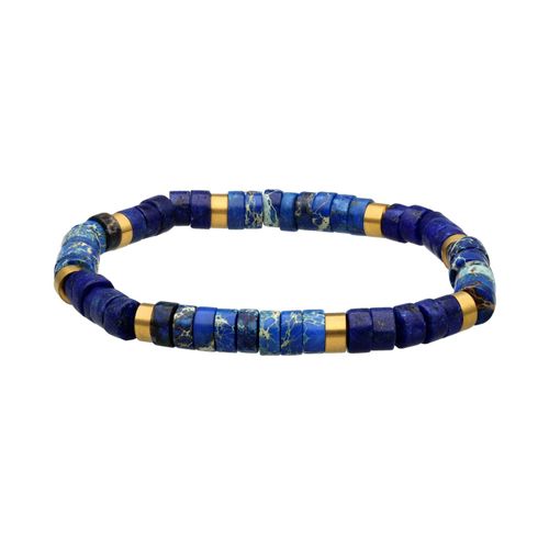 Bracelet Perles Heishi En Lapis Et Jaspe Impérial