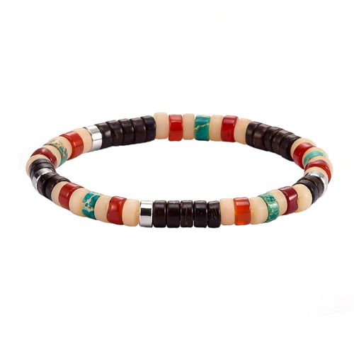 Bracelet Perles Heishi Jaspe Vert Impérial Agate Rouge Coconut Jaspe Jaune Clair