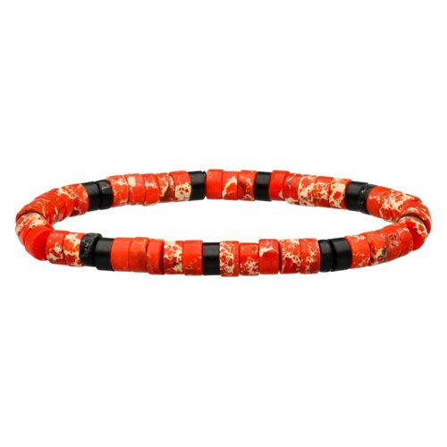 Bracelet Perles Heishi Jaspe Orange Agate Noire