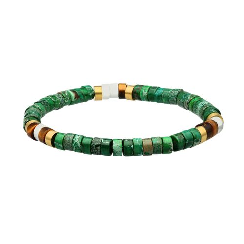 Bracelet Perles Heishi Jaspe Vert ?il De Tigre