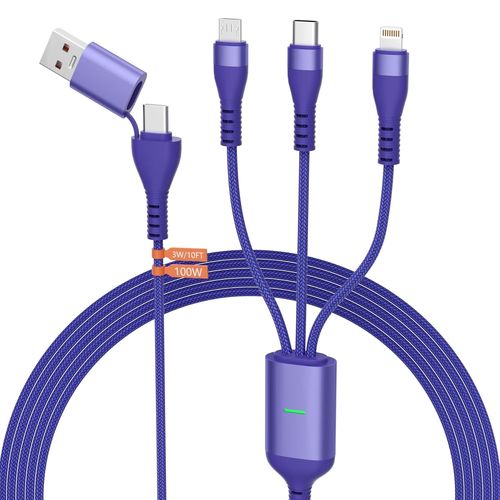 BAERTMY-100W Câble Chargeur Usb C Multi, 3M Cable Usb A + C Vers Lighning/ Type C/ Micro Usb, Usb C Avec Données Pour Iphone 15 14 13 12 11 8 Ordinateur Portable Ipad Tablette Téléphone Android, Cert