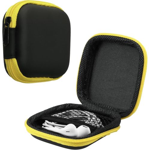 BAERTMY-Housse Compatible Avec Casque Audio - Sacoche De Protection Rigide Avec Fermeture Éclair Pour Écouteurs Jaune-Noir
