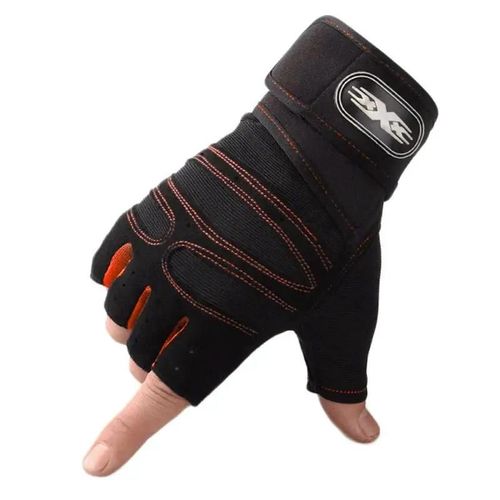 Gants D'entraînement De Poids Lourd Pour Hommes Et Femmes, Pour Musculation, Demi-Doigt, Antidérapants, Support De Poignet, Sport D'haltérophilie-Xl-Noir Rouge