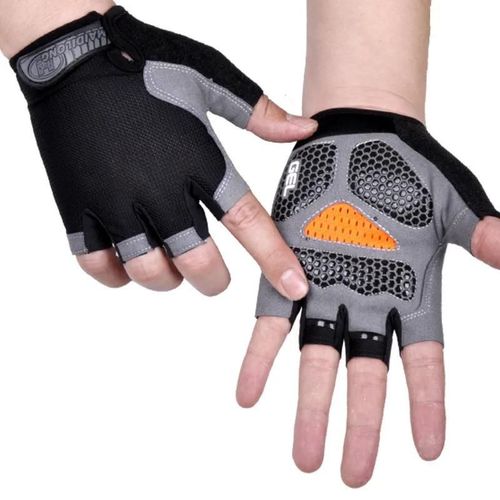 Gants D'haltères De Gymnastique Hommes Femmes Haltérophilie Fitness Sport Entraînement Gants D'exercice Antidérapant Respirant Demi Doigt Gant De Cyclisme-M-Upgraded Noir
