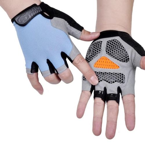 Gants D'haltères De Gymnastique Hommes Femmes Haltérophilie Fitness Sport Entraînement Gants D'exercice Antidérapant Respirant Demi Doigt Gant De Cyclisme-L-Upgraded Sky Bleu