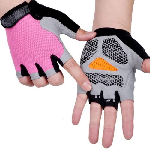 Gants D'haltères De Gymnastique Hommes Femmes Haltérophilie Fitness Sport Entraînement Gants D'exercice Antidérapant Respirant Demi Doigt Gant De Cyclisme-L-Upgraded Rose