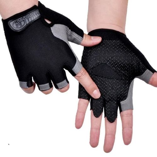 Gants D'haltères De Gymnastique Hommes Femmes Haltérophilie Fitness Sport Entraînement Gants D'exercice Antidérapant Respirant Demi Doigt Gant De Cyclisme-M-Noir