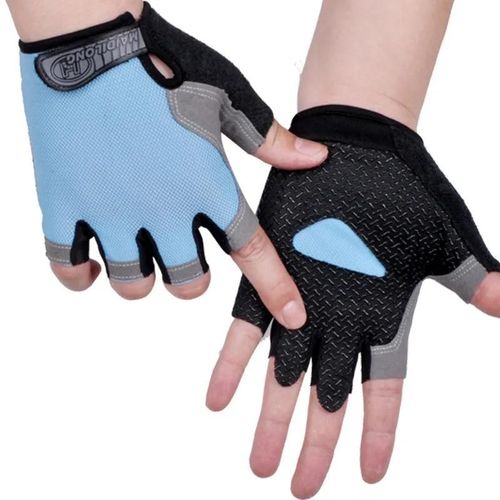 Gants D'haltères De Gymnastique Hommes Femmes Haltérophilie Fitness Sport Entraînement Gants D'exercice Antidérapant Respirant Demi Doigt Gant De Cyclisme-M-Sky Bleu
