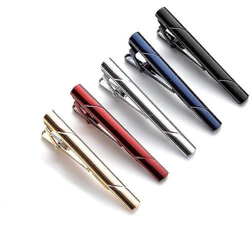 Lot De 5 Pinces À Cravate Pour Homme, Idéales Pour Les Mariages Et Les Affaires.