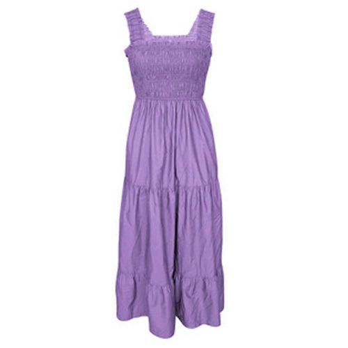 Robe Mi-Longue Décontractée Sans Manches Pour Femme, Couleur Unie, Plissée, Été