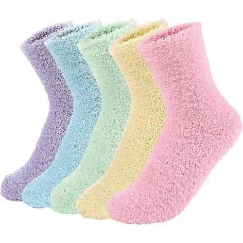 Lot De 5 Paires De Chaussons Chauds Et Ultra Doux En Microfibre Pour Femme