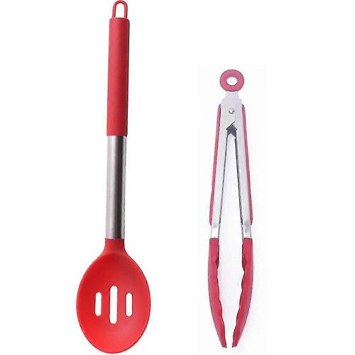 Ensemble D'ustensiles De Cuisine 2 Pièces, Ustensiles En Silicone Avec Manche En Acier Inoxydable, Ustensiles De Cuisine Antiadhésifs