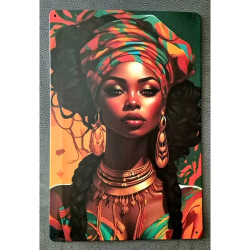 Plaque métallique décorative Femme Africaine