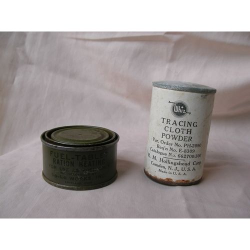 Ww2 Us Lot De 2 Éléments Vetement Et Réchaud Militaire Américain Tracing Cloth Powder Fuel Tablet (39-45)