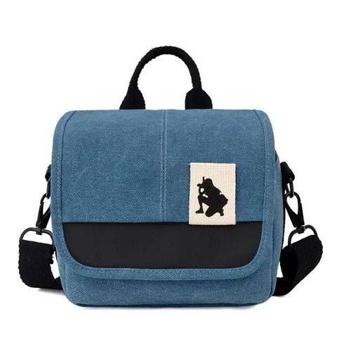 Sac pour appareil photo en toile, étui pour Canon EOS M10 M6 M5 SX60 SX50 SX30 SX510 1100D 1200D 1300D 450D 500D 600D 550D objectif 18-55mm-Bleu