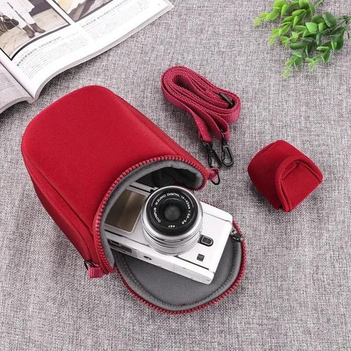 Sac pour appareil photo en néoprène, étui intérieur pour Fujifilm X-M5 X-S10 X-S20 X-T30 II X-T200 X-T100 X-A7 X-E4 X-E3 avec objectif 15-45mm X100VI X100V-Rose Rouge