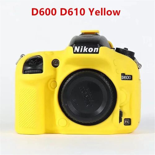 Pour Nikon Z50 Z6 Z7 z6ii z7ii D5500 D5600 D7000 D7100 D7200 D600 D610 D750 DSLR housse en caoutchouc de silicone souple armure sac pour appareil photo-D600 D610 Yellow