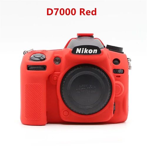 Pour Nikon Z50 Z6 Z7 z6ii z7ii D5500 D5600 D7000 D7100 D7200 D600 D610 D750 DSLR housse en caoutchouc de silicone souple armure sac pour appareil photo-D7000 Rouge